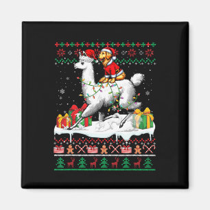 Aimant Père Noël Golden Retriever équitation Llama Christ