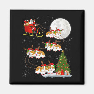 Aimant Père Noël hamster traîneau volant drôle magique No