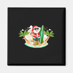 Aimant Père Noël Hawaïen de Surf ou Noël sur la plage de