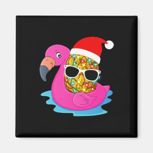 Aimant Père Noël Hawaïen Noël En Juillet Flamant Rose Pin