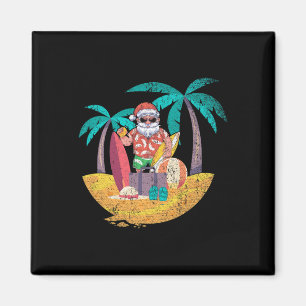 Aimant Père Noël hawaïen Noël tropical d'été Surfing Chri