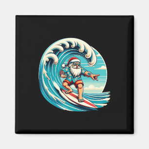Aimant Père Noël Hawaïen Surf Noël Aloha Tropique