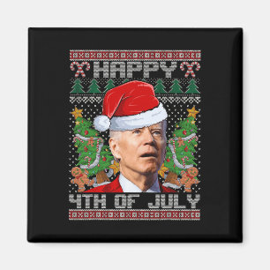 Aimant Père Noël Joe Biden Happy 4 juillet Ugly Christmas