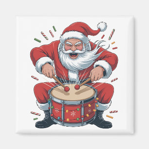Aimant Père Noël jouant de la batterie Batteur de Noël Xm