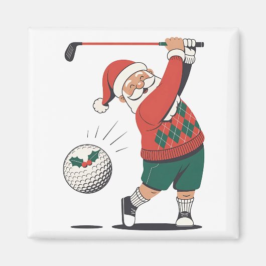 Aimant Père Noël Jouer Golf Joueur de Noël (Devant)