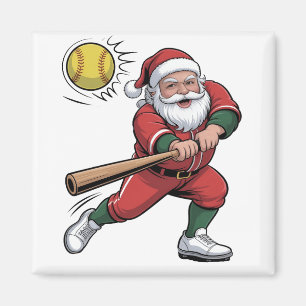 Aimant Père Noël Jouer Softball Christmas Player Sport