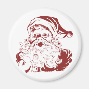 Aimant Père Noël jovial en rouge Noël rétro joyeux Noël