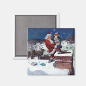 Aimant Père Noël livre une cargaison de livres (Recto/Verso)