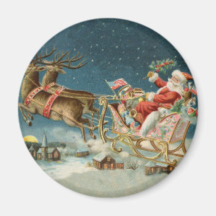 Aimant Père Noël Noël Antique Traîneau Renne