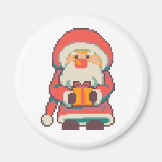 Aimant Père Noël Pixelart, Pixel Art  (Devant)
