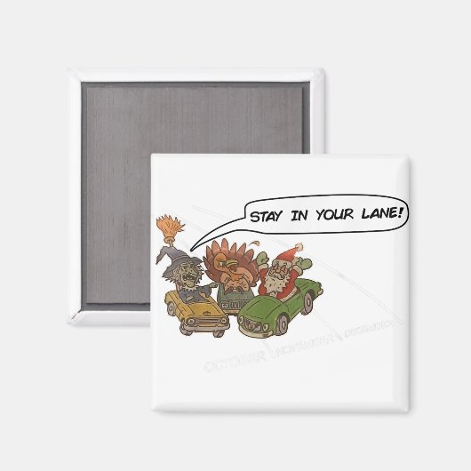 Aimant Père Noël reste dans votre file noël (Recto/Verso)