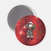 Aimant père Noël rouge léopard (Recto/Verso)