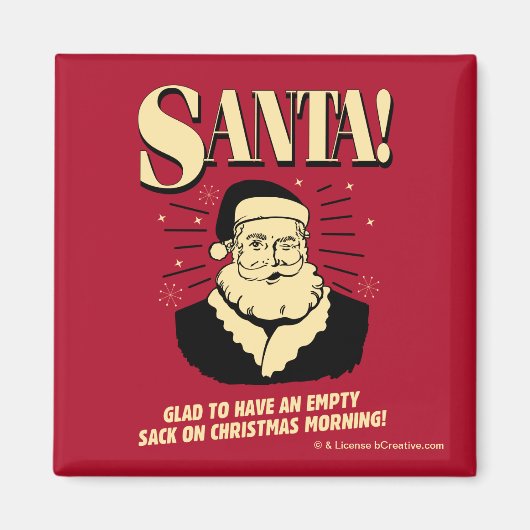 Aimant Père Noël : Sac Vide Le Matin De Noël (Devant)