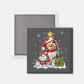 Aimant Père Noël Sheltie avec Elf Cat Noël Lumières Propr (Recto/Verso)