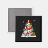 Aimant Père Noël Sheltie avec Elf Cat Noël Lumières Propr (Recto/Verso)