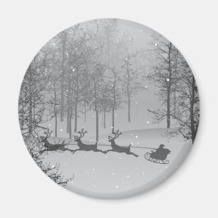 Aimant Père Noël Sleigh dans une pierre d'hiver Wonderlan