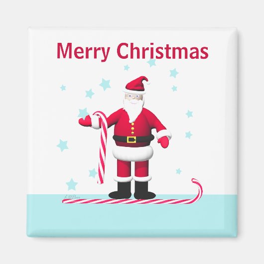 Aimant Père Noël Sucre de canne et étoiles Noël (Devant)