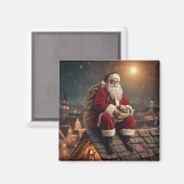Aimant Père Noël sur le toit (Recto/Verso)