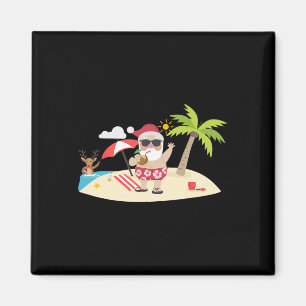 Aimant Père Noël surfant hawaïen
