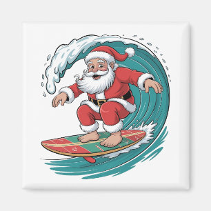 Aimant Père Noël Surfing Noël Surf Festive de Noël