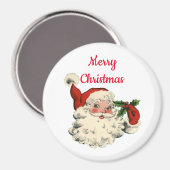 Aimant Père Noël vintage avec Holly (Recto/Verso)
