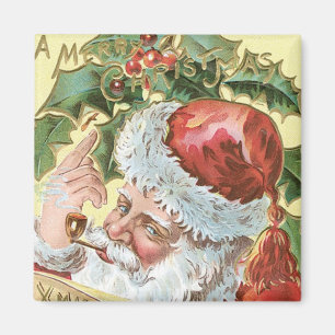 Aimant Père Noël vintage avec liste