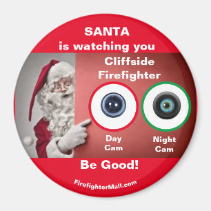 Aimant PÈRE NOËL vous regarde Cliffside Firefighter Magne