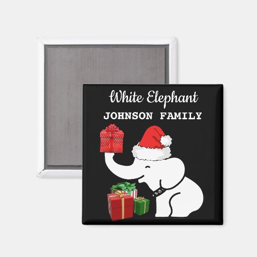 Aimant Père Noël White Elephant Votre nom Noël Cuisine (Recto/Verso)