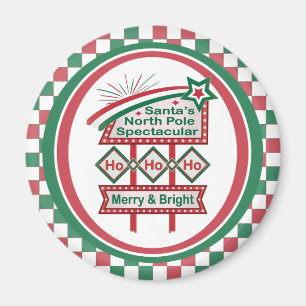 Aimant Père Noël's Retro Marquee - Ho Ho Ho Joyeux et lum