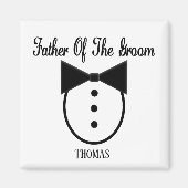 Aimant Père personnalisé de la cravate Groom Tux et Bow (Devant)