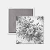 Aimant Perfection florale noire et blanche (Recto/Verso)