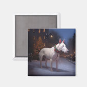 Aimant Période de fêtes de Noël du Bull Terrier (Recto/Verso)