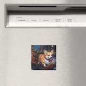 Aimant Période festive de Noël Corgi (In Situ (Lave-vaisselle))
