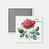 Aimant Perle et rose rouge de naissance de juin (Recto/Verso)