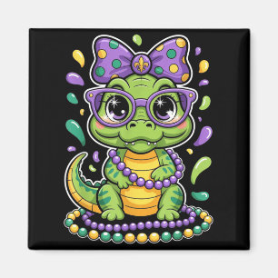 Aimant Perles de collier Alligator Mardi Gras Nœud Papill