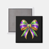 Aimant Perles de Mardi Gras Conception de Nœud Coquette (Recto/Verso)