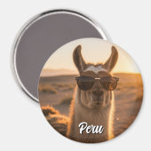 Aimant Pérou Llama en lunettes de soleil (Recto/Verso)