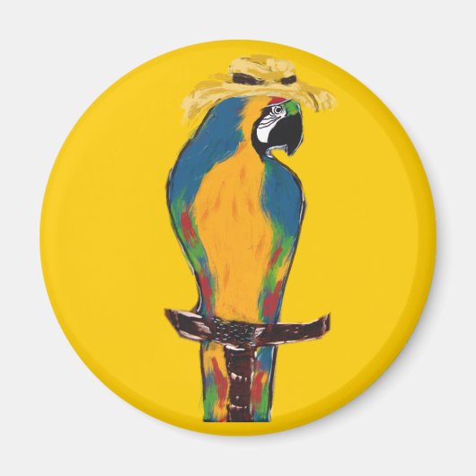 Aimant Perroquet bleu et jaune (Devant)