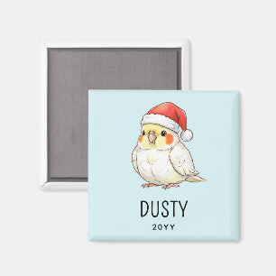 Aimant Perroquet Cockatiel de Noël personnalisé portant u