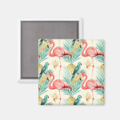 Aimant Perroquet Flamant Tropical Jungle (Recto/Verso)