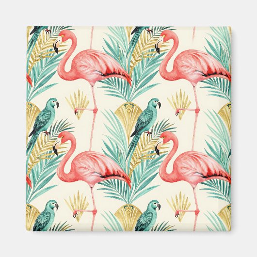 Aimant Perroquet Flamant Tropical Jungle (Devant)