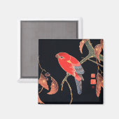 Aimant Perroquet rouge sur la branche d'un arbre par Ito  (Recto/Verso)