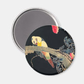 Aimant Perroquet sur la branche d'un Rose en fleurs Bush (Recto/Verso)