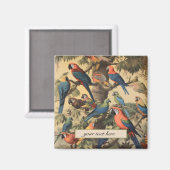 Aimant perroquets de scène botanique vintage personnalisa (Recto/Verso)