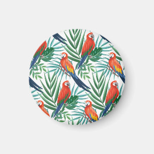Aimant Perroquets tropicaux : Palmier luxuriant sans tran