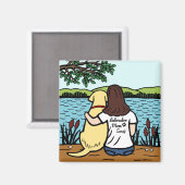 Aimant Personalisé Jaune Labrador et maman Long (Recto/Verso)