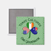 Aimant Personalized Australia Ireland USA Shamrock Square (Recto/Verso)