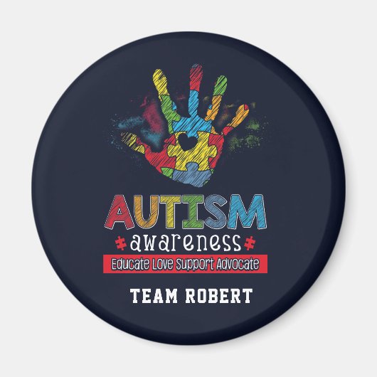 Aimant Personalized Autism Awareness Educate Advocate (Devant)