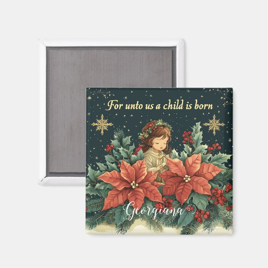 Aimant Personalized Biblical Nativity Child & Verse (Recto/Verso)