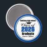 Aimant Personalized Blue Class of 2026 Graduation Party<br><div class="desc">Customize your own blue high school Class of 2026 graduate magnet for a high school or college graduation party. Cool varsity letters for the year on a great custom commemorative keepsake for seniors.</div>